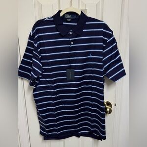 Ralph Lauren Navy Polo with White & Light Blue Stripes
